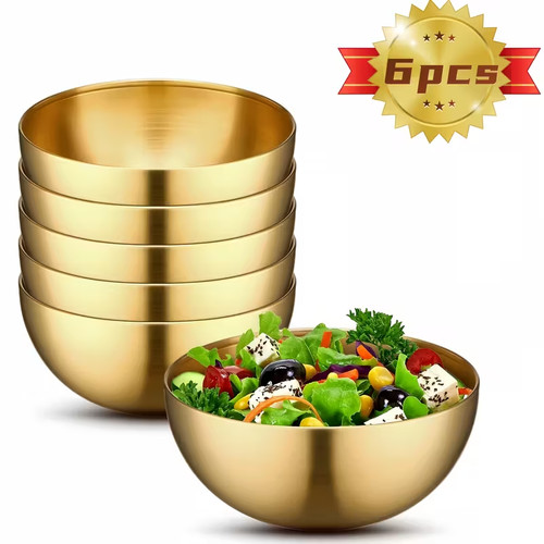 Large gold metal bowls - 6,