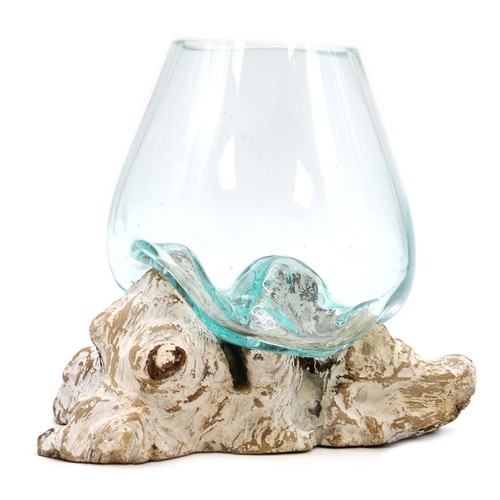 Molten glass whitewash wood - glass,